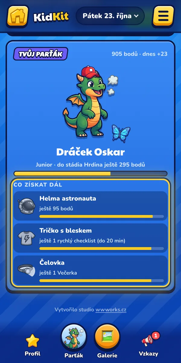 Dítě: Na titulce vidí, co může získat dál, třeba helmu astronauta nebo tričko s bleskem.